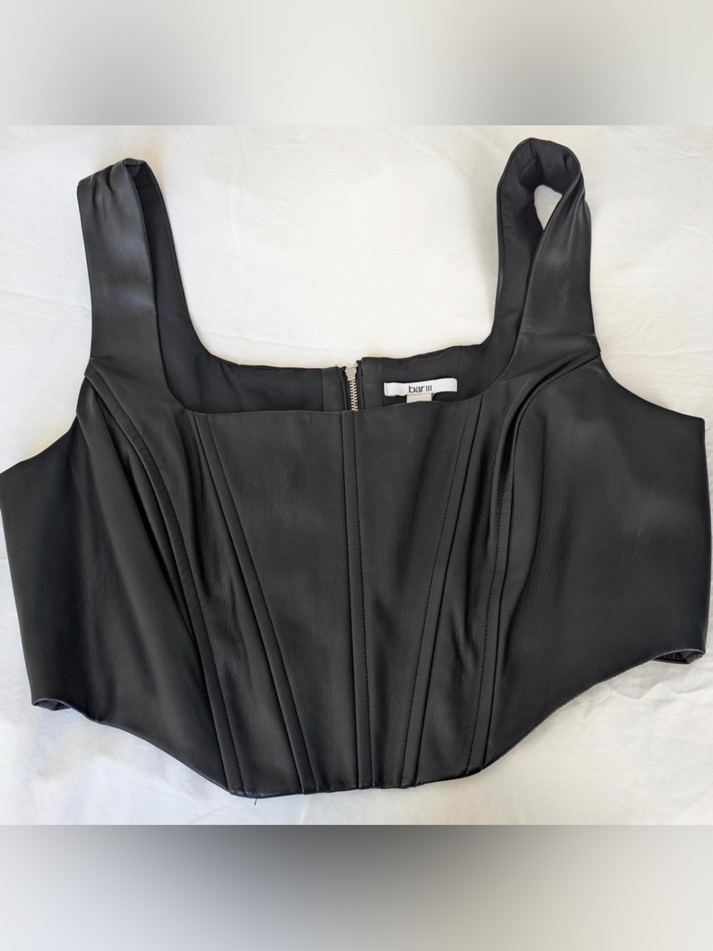 Bar III Black Structured Corset Crop Top